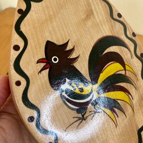 Woodpecker Wood Ware Door Knocker Hand Painted Rooster Vintage Made in Japan - Picture 2 of 8